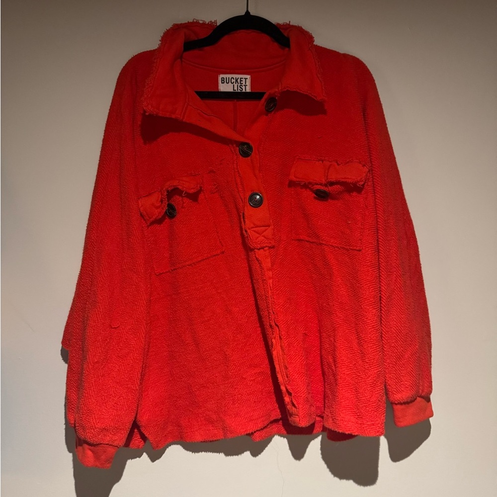 BUCKETLIST Women's Vibrant Red Teddy Jacket